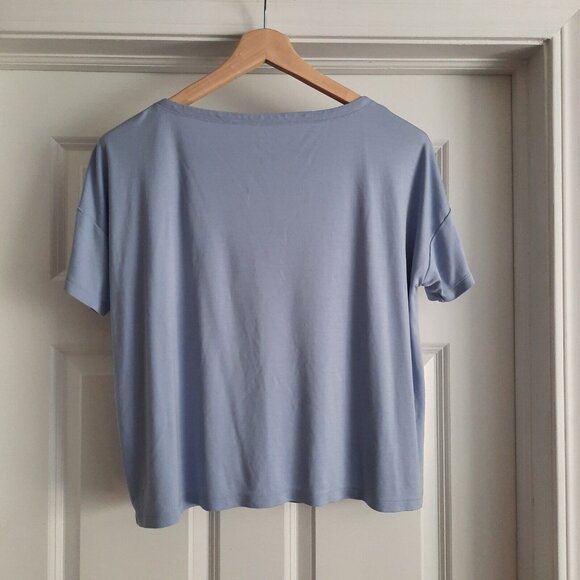 Eileen Fisher Top Womens Medium Boat Neck Tencel Soft Boxy Short Sleeve - Picture 2 of 8